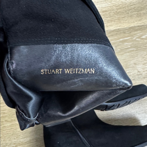 Stuart Weitzman Reserve Black Suede Microstretch Over Knee Block Heel Boots sz 9 - Picture 14 of 16